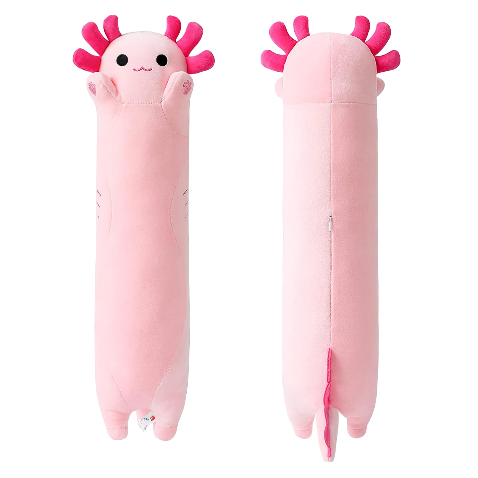 PEACH CAT Pink Long Axolotl Plush Pillow Toy Cute Axolotl Stuffed Animal for Girls and Boys 19.6"