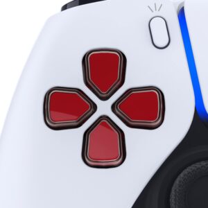 eXtremeRate Two-Tone Carmine Red & Clear Custom Dpad Action Buttons Replacement No Letter Imprint D-pad Face Buttons Compatible with ps5 Controller