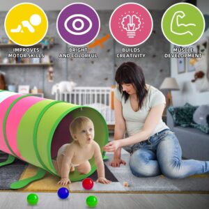 Kids Play Tunnel for Toddlers 1-3 Caterpillar Pop Up Baby Tunnel for Kids to Crawl Through 6 Foot with Breathable Mesh Collapsible Toddler Tunnel Toys Gift for Children Dog Kids Backyard Playset