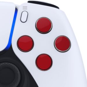 eXtremeRate Two-Tone Carmine Red & Clear Custom Dpad Action Buttons Replacement No Letter Imprint D-pad Face Buttons Compatible with ps5 Controller