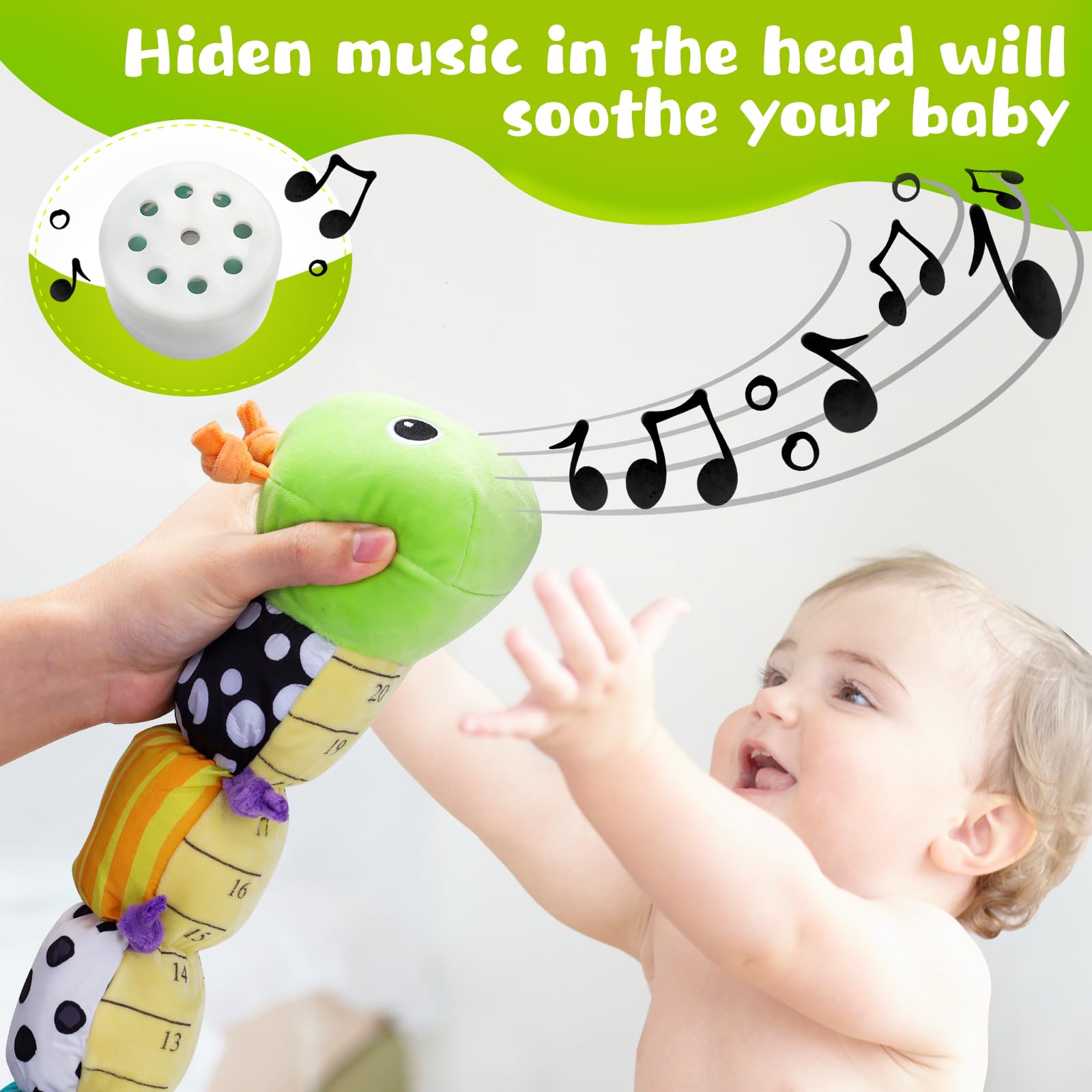 Sirecal Baby Toys 0-6 Months: Infant Musical Stuffed Animal Activity Soft Toys with Multi-Sensory Crinkle, Rattle & Textures, for Tummy Time Newborn 0 3 6 9 12 Months Boys & Girls Gifts, Caterpillar