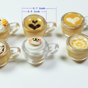 6 Mix Coffee Latte Art Dollhouse Miniature,Tiny Coffee,Drink Beverage Dollhouse Accessories for Collectibles