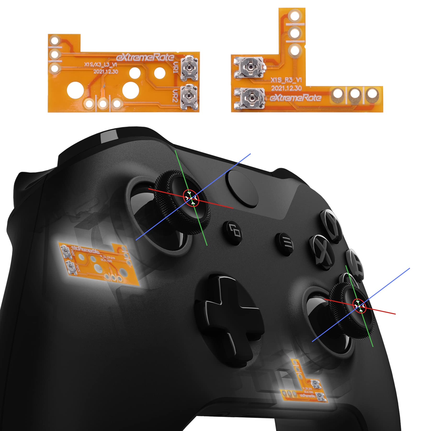 eXtremeRate Drifix Thumbsticks Drift Fix Repair Kit for Xbox One S & X Controller (Model 1708), Custom Analog Stick Joystick Regulator Circuit Board for Xbox One S/X Controller