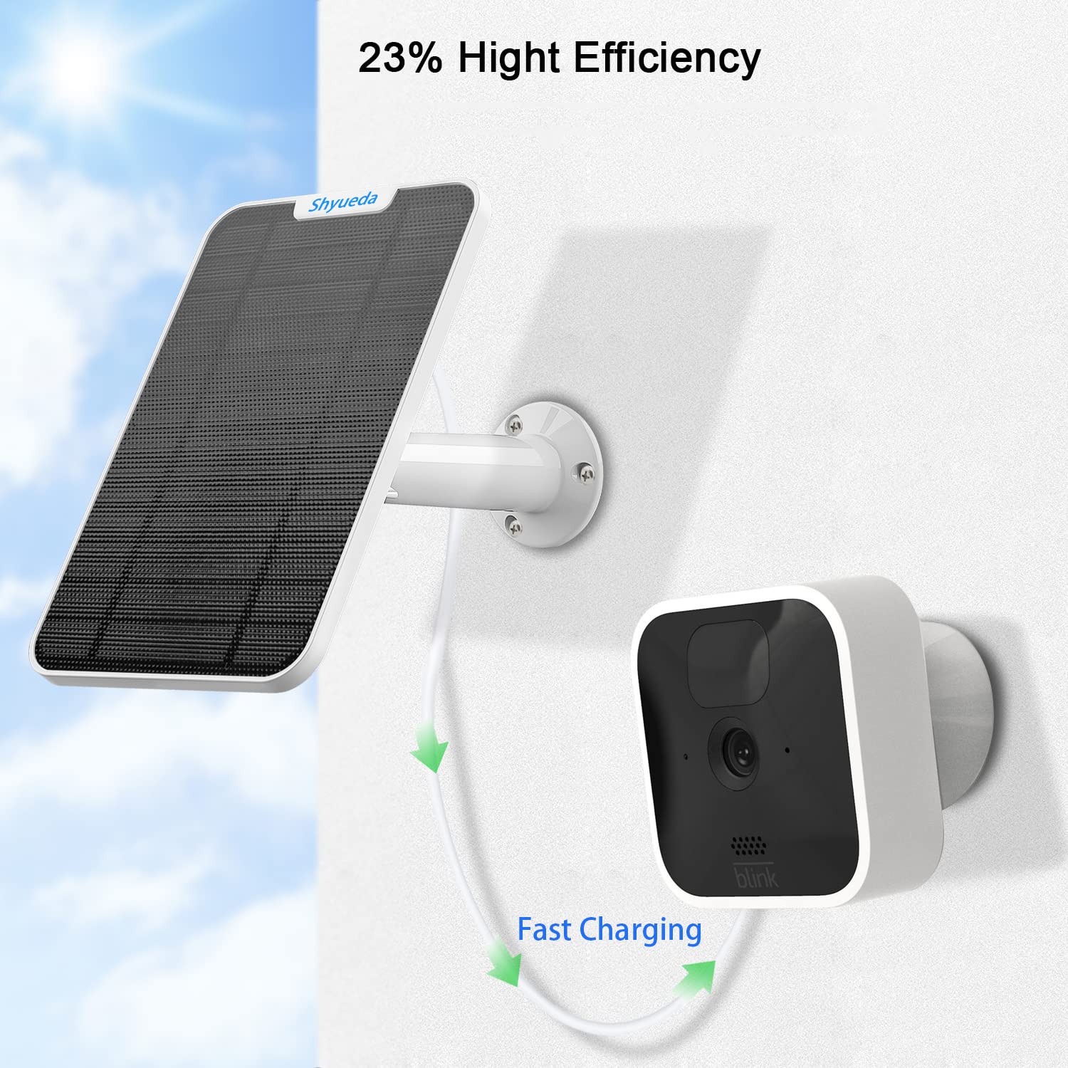 4W Solar Panel Charging Compatible with Blink New Outdoor/Outdoor(3rd Gen) /XT XT2 Camera, with 13.1ft Waterproof Charging Cable, IP65 Weatherproof,Includes Secure Wall Mount(White) (2)