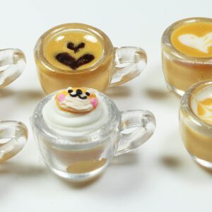 6 Mix Coffee Latte Art Dollhouse Miniature,Tiny Coffee,Drink Beverage Dollhouse Accessories for Collectibles