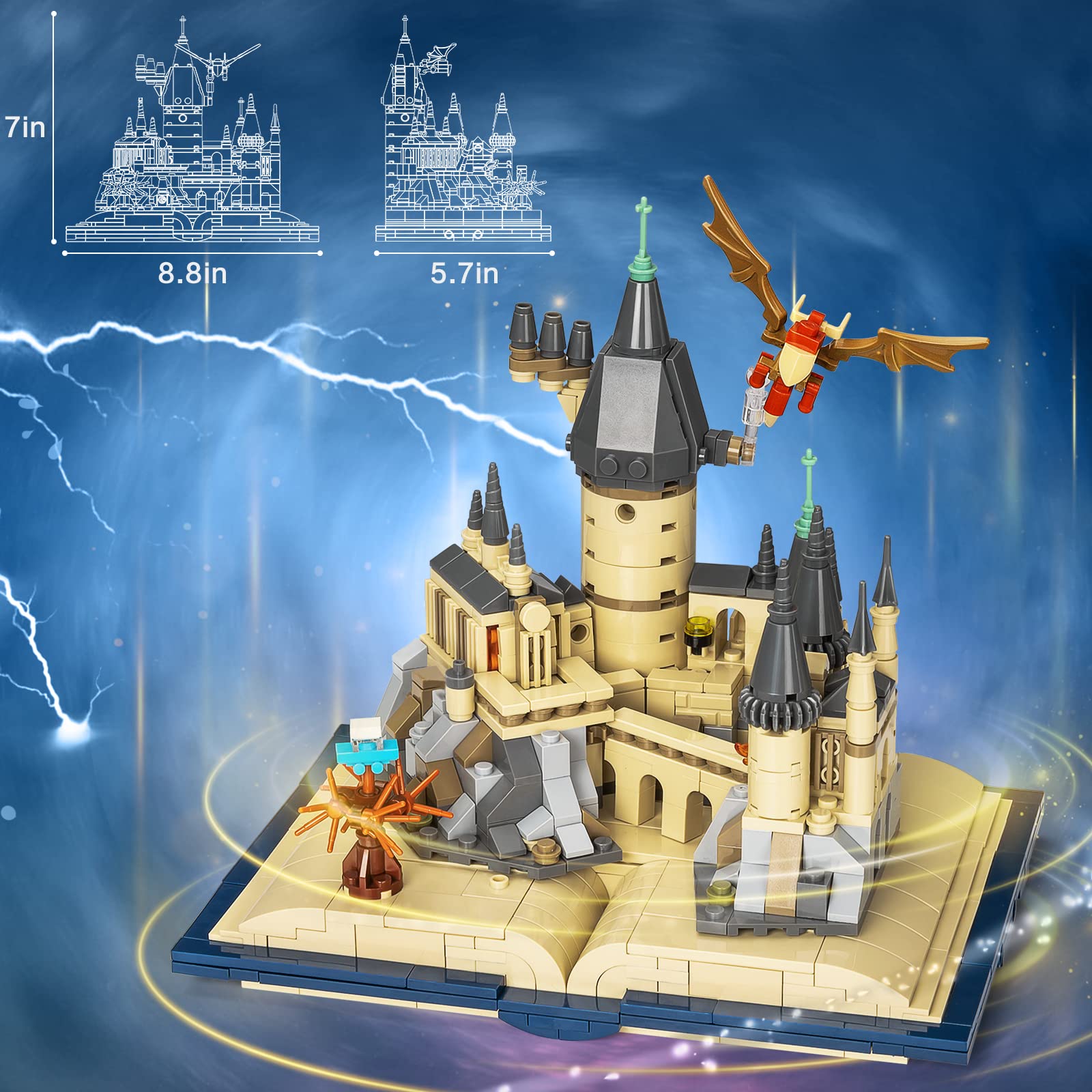 Haiwon Magic Castle Book Building Set, Creative Castle Architecture Building Blocks Toy, Wizarding World Collectible Display Model for Adults, Gift for Boys Girls Kids Aged 8-14 - 749 Pieces