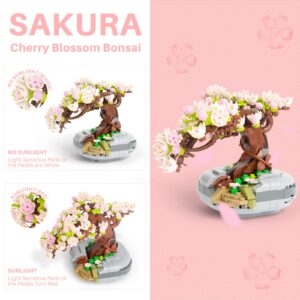 AXSDXA Mini Bricks Sakura Tree Model, Building Blocks Toy Cherry Blossom Mini Particle Flower Botanical Collection, Sakura Bonsai Tree Creative Flower for Adult Kid Girls 6+(426 PCS)