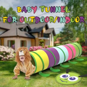 Kids Play Tunnel for Toddlers 1-3 Caterpillar Pop Up Baby Tunnel for Kids to Crawl Through 6 Foot with Breathable Mesh Collapsible Toddler Tunnel Toys Gift for Children Dog Kids Backyard Playset