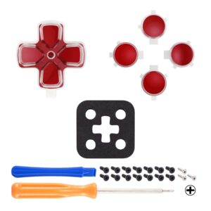 eXtremeRate Two-Tone Carmine Red & Clear Custom Dpad Action Buttons Replacement No Letter Imprint D-pad Face Buttons Compatible with ps5 Controller