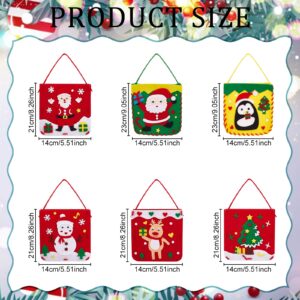 FREEBLOSS 6 Set Christmas Theme First Sewing Kit for Sew Your Own Purses Educational DIY Art Craft with Safety Needle & Harmless Felt for Art Project