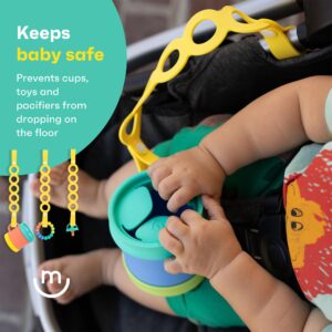 morepeas On-The-Go Tether - Stretchable Silicone Teether & Pacifier Clip - Baby Travel Essential - Stroller, Car Seat & Highchair Accessory