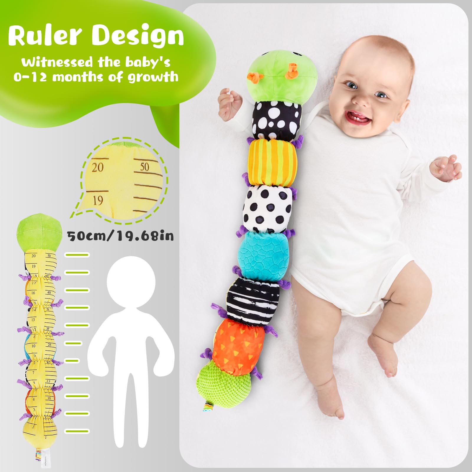 Sirecal Baby Toys 0-6 Months: Infant Musical Stuffed Animal Activity Soft Toys with Multi-Sensory Crinkle, Rattle & Textures, for Tummy Time Newborn 0 3 6 9 12 Months Boys & Girls Gifts, Caterpillar