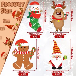 Glenmal 32 Packs Christmas Stocking Ornament Craft Kit Snowman Santa Gingerbread Elves Christmas Crafts Decorations Christmas DIY Hanging Ornament for Home Fun Game Activities(Santa)