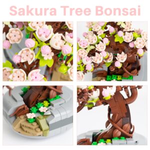 AXSDXA Mini Bricks Sakura Tree Model, Building Blocks Toy Cherry Blossom Mini Particle Flower Botanical Collection, Sakura Bonsai Tree Creative Flower for Adult Kid Girls 6+(426 PCS)