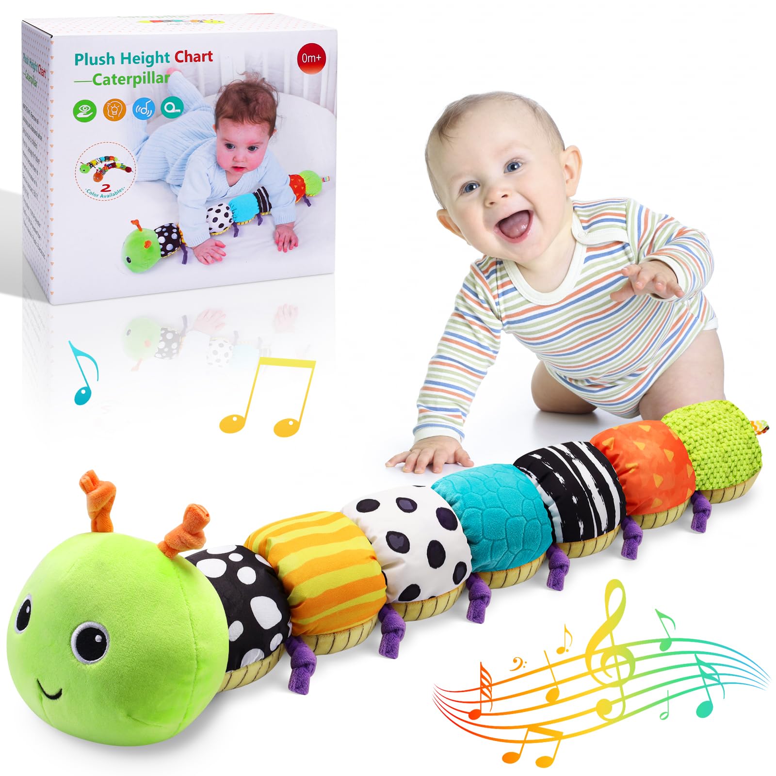 Sirecal Baby Toys 0-6 Months: Infant Musical Stuffed Animal Activity Soft Toys with Multi-Sensory Crinkle, Rattle & Textures, for Tummy Time Newborn 0 3 6 9 12 Months Boys & Girls Gifts, Caterpillar