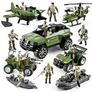 78-in-1 army men boys toys with realistic military truck/helicopter/kayak boat/motorcycle/army men action figures/weapon gears, army toys gift for toddler kids 4-7 6-8 8-12 fun birthday party favors