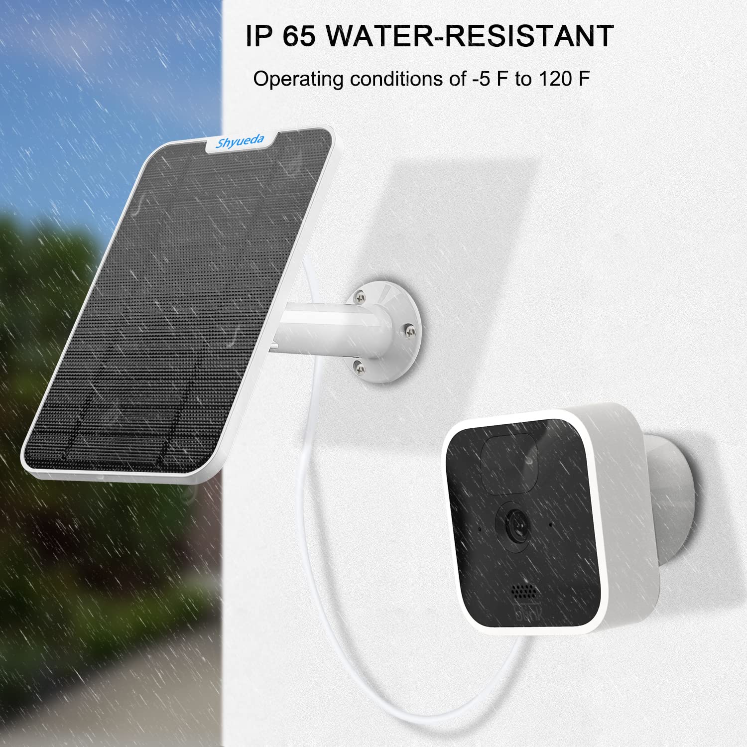 4W Solar Panel Charging Compatible with Blink New Outdoor/Outdoor(3rd Gen) /XT XT2 Camera, with 13.1ft Waterproof Charging Cable, IP65 Weatherproof,Includes Secure Wall Mount(White) (2)