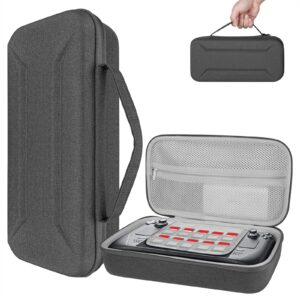 geekria carrying case compatible with steam deck, hard shell carry case portable travel storage pouch with pocket compatible with steam deck accessories, and original charger storage bag (gray)