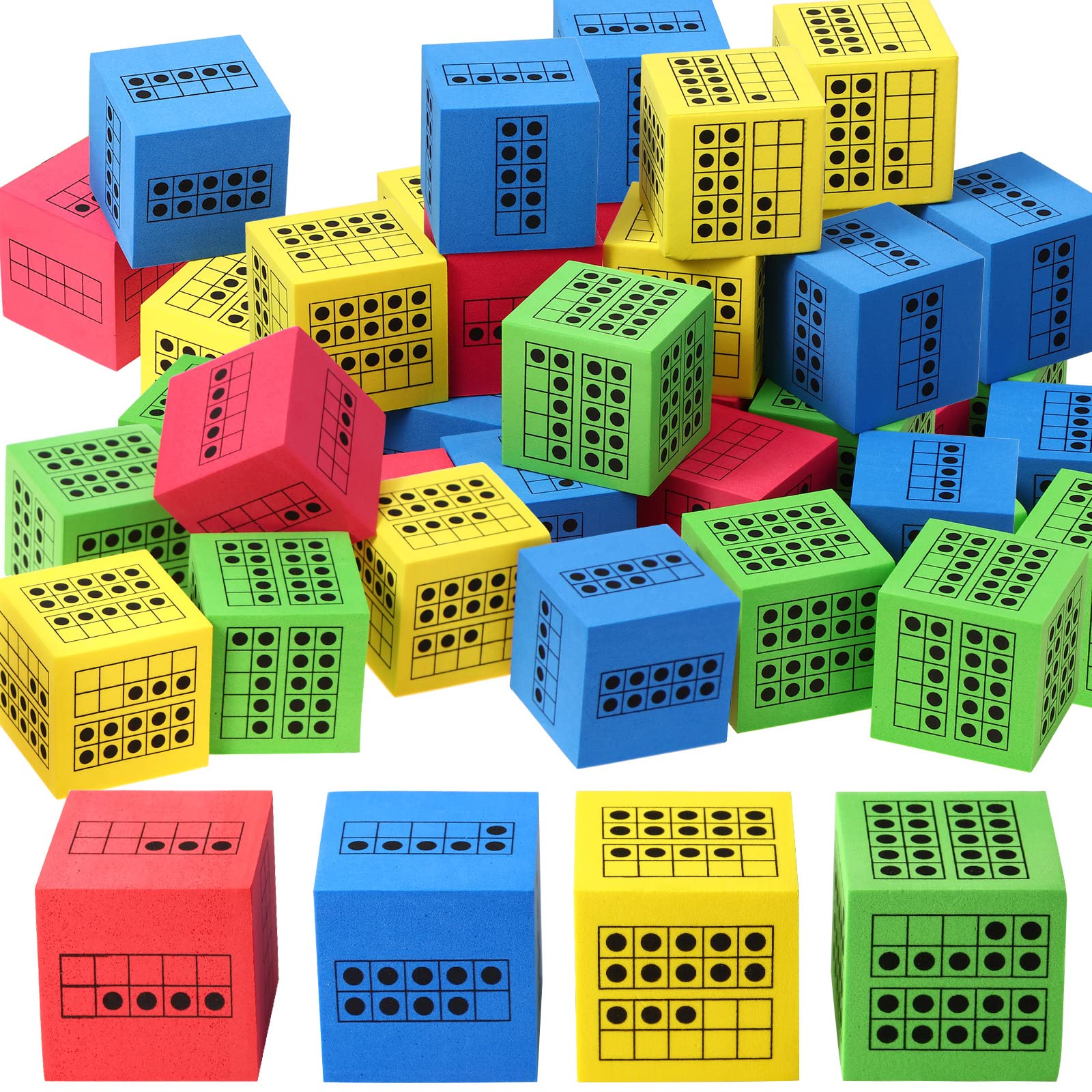 Hanaive 20 Pcs Ten Frame Dice Large Foam Dice for Classroom Math Manipulatives Kindergarten Classroom Supplies for Teachers Elementary Subitizing Dice Educational Counting Toys Math Learning Tools