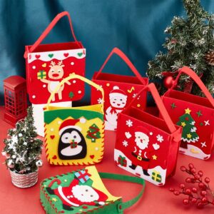 FREEBLOSS 6 Set Christmas Theme First Sewing Kit for Sew Your Own Purses Educational DIY Art Craft with Safety Needle & Harmless Felt for Art Project