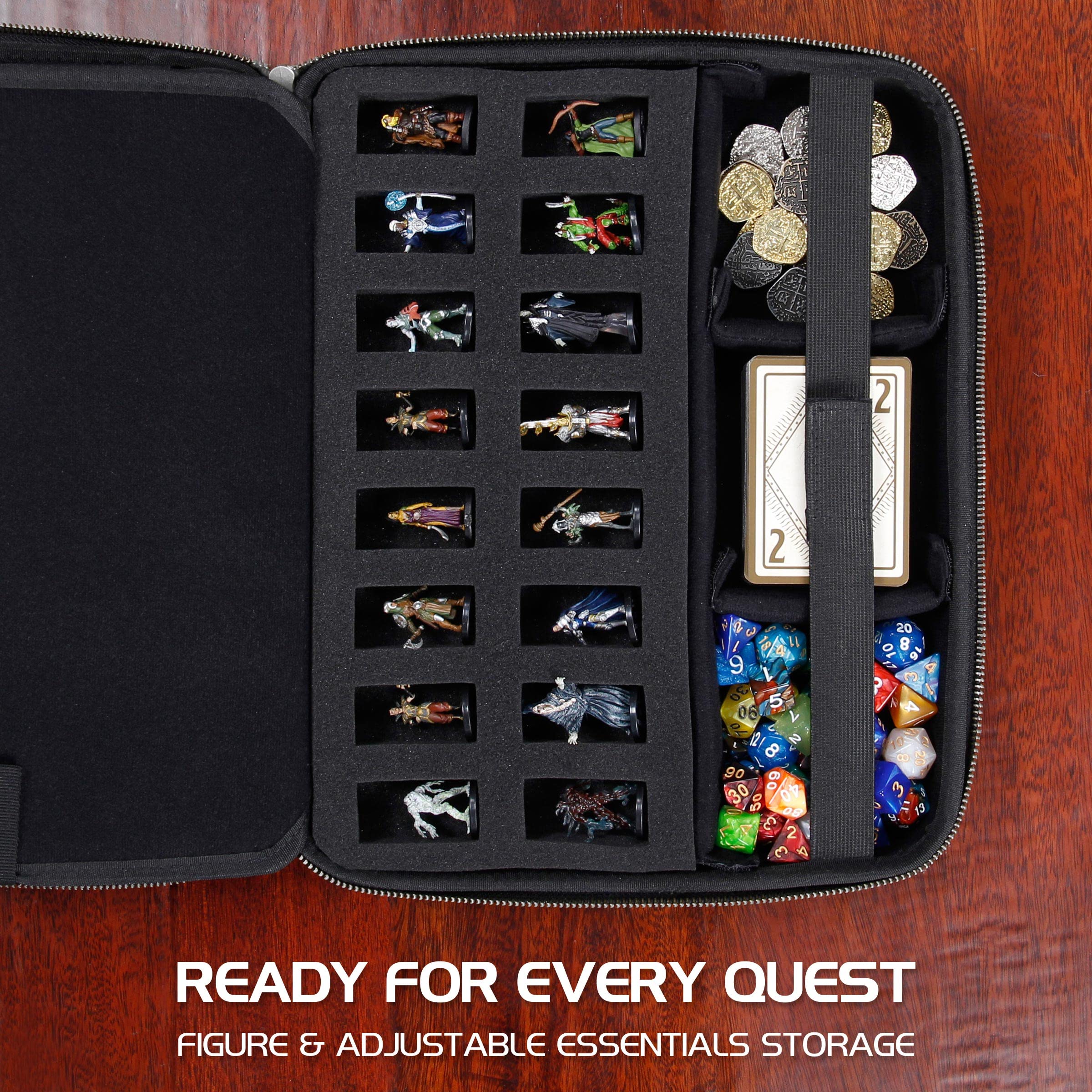 ENHANCE DnD Binder - Collector's Edition RPG Organizer Case with Built-in Character Sheet Holder and Erasable Scribe Panel, Dice Rolling Area, Removable Pen Pouch, Miniature Foam Tray (Dragon Black)