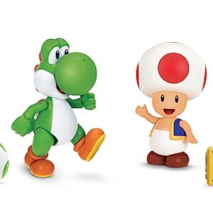 Super Mario Nintendo 4 Inch Action Figure 2-Pack: Yoshi & Toad with Accessories