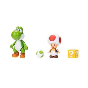 Super Mario Nintendo 4 Inch Action Figure 2-Pack: Yoshi & Toad with Accessories