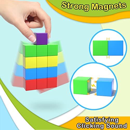 Veneibe 72pcs Magnetic Building Blocks for Toddlers, Large Magnet Construction Cube Toys for Kids, Preschool STEM Educational Sensory Montessori Square Toy for 3 4 5 6 Boys & Girls