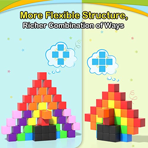 Veneibe 72pcs Magnetic Building Blocks for Toddlers, Large Magnet Construction Cube Toys for Kids, Preschool STEM Educational Sensory Montessori Square Toy for 3 4 5 6 Boys & Girls