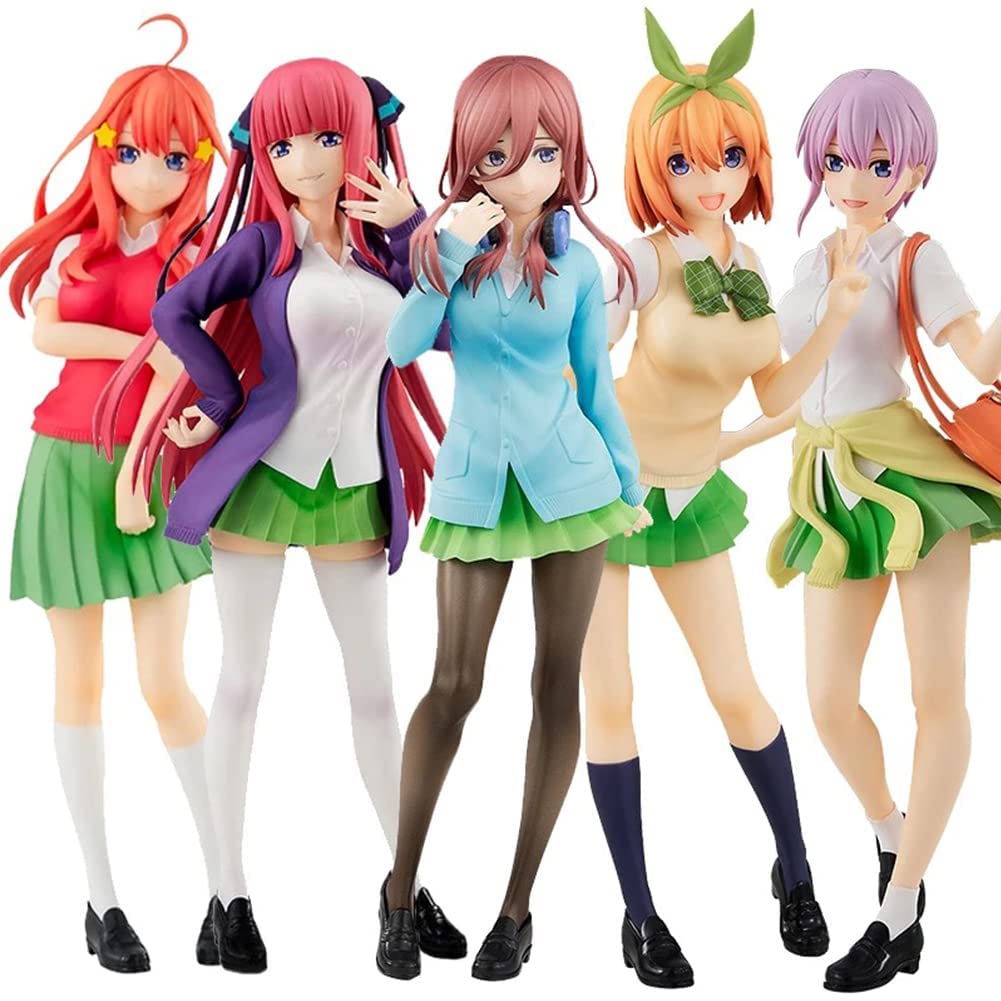 LCDGTJ The Quintessential Quintuplets Anime Figure 5Pcs Set, PVC Collectible Models Desktop Ornaments 17.5cm Girl Uniform Display Statue Toys for Home Decorations & Gifts