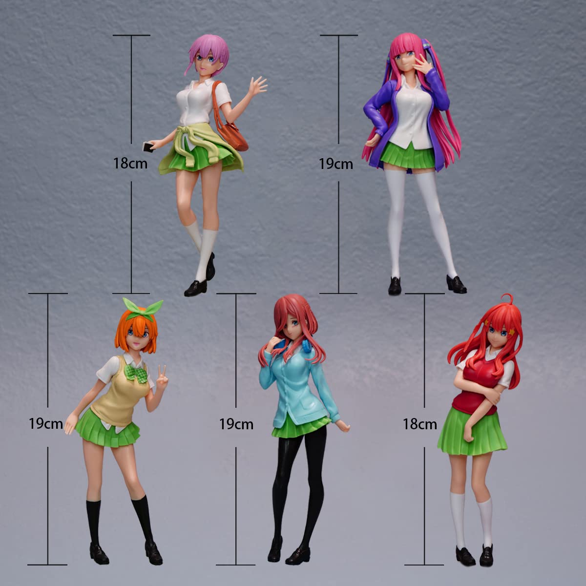 LCDGTJ The Quintessential Quintuplets Anime Figure 5Pcs Set, PVC Collectible Models Desktop Ornaments 17.5cm Girl Uniform Display Statue Toys for Home Decorations & Gifts