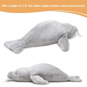 CSVBTRF Weighted Stuffed Animals, 2 lb, 23" Seal Plush Gift for Kids - Grey Hug Seal Plush Animals （Grey, 23"