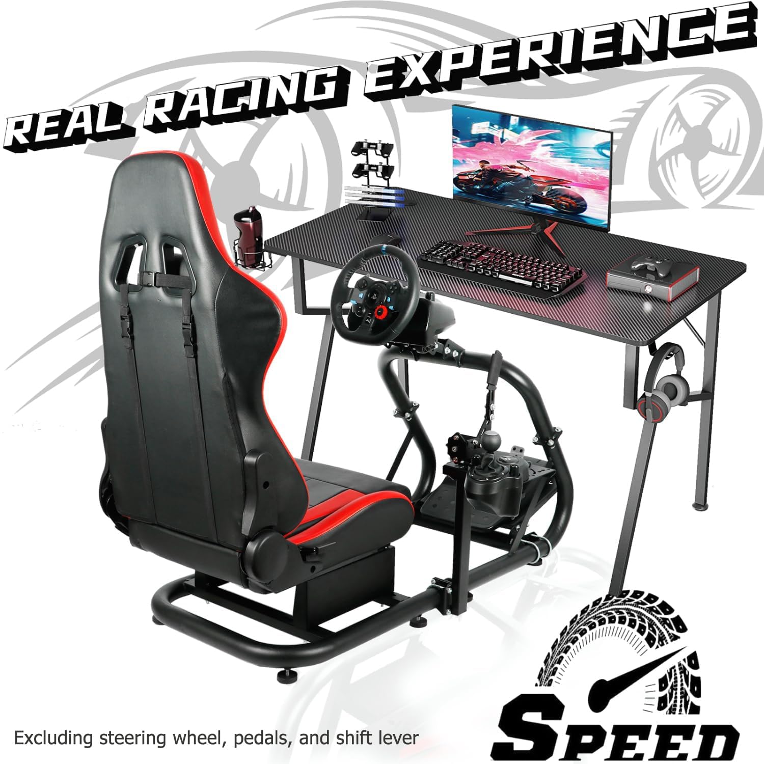 Dardoo G920 Racing Simulator Cockpit Sim Racing Cockpit Fits for Logitech G920 G29 G923,Thrustmaster T818 T248X T248 T300 T150 TX, Fanatec,Racing Simulator without Wheel Pedal Shifter Seat