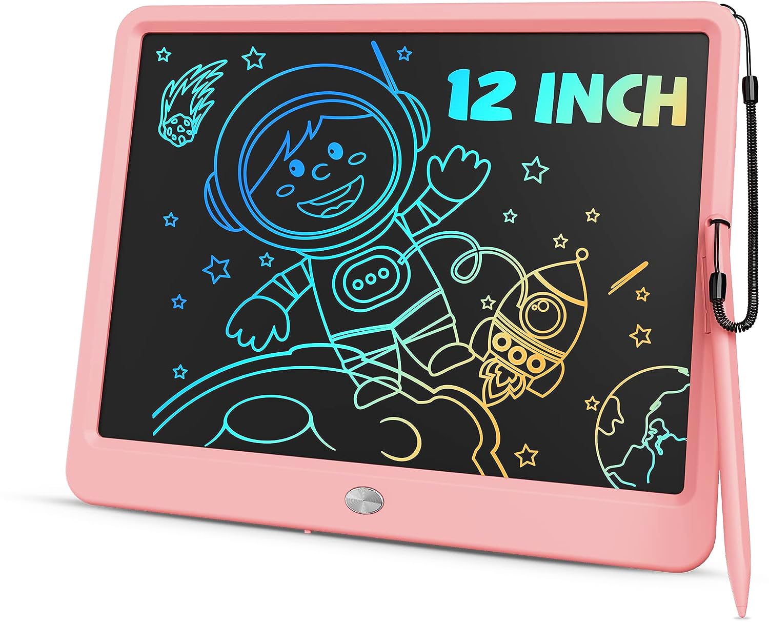 TEKFUN Toys for Girls 12in LCD Writing Tablet, Erasable Doodle Board with Anti-Lost Stylus, Mess Free Coloring Drawing Board, Travel Car Trip Games Toys Birthday for 3 4 5 6 7 Girls Pink