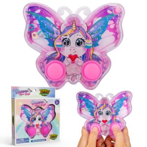 yoya toys unicorn butterfly ring toss handheld game - games for kids handheld with cute unicorn design, classic-style retro game, portable & travel-friendly handheld games for kids