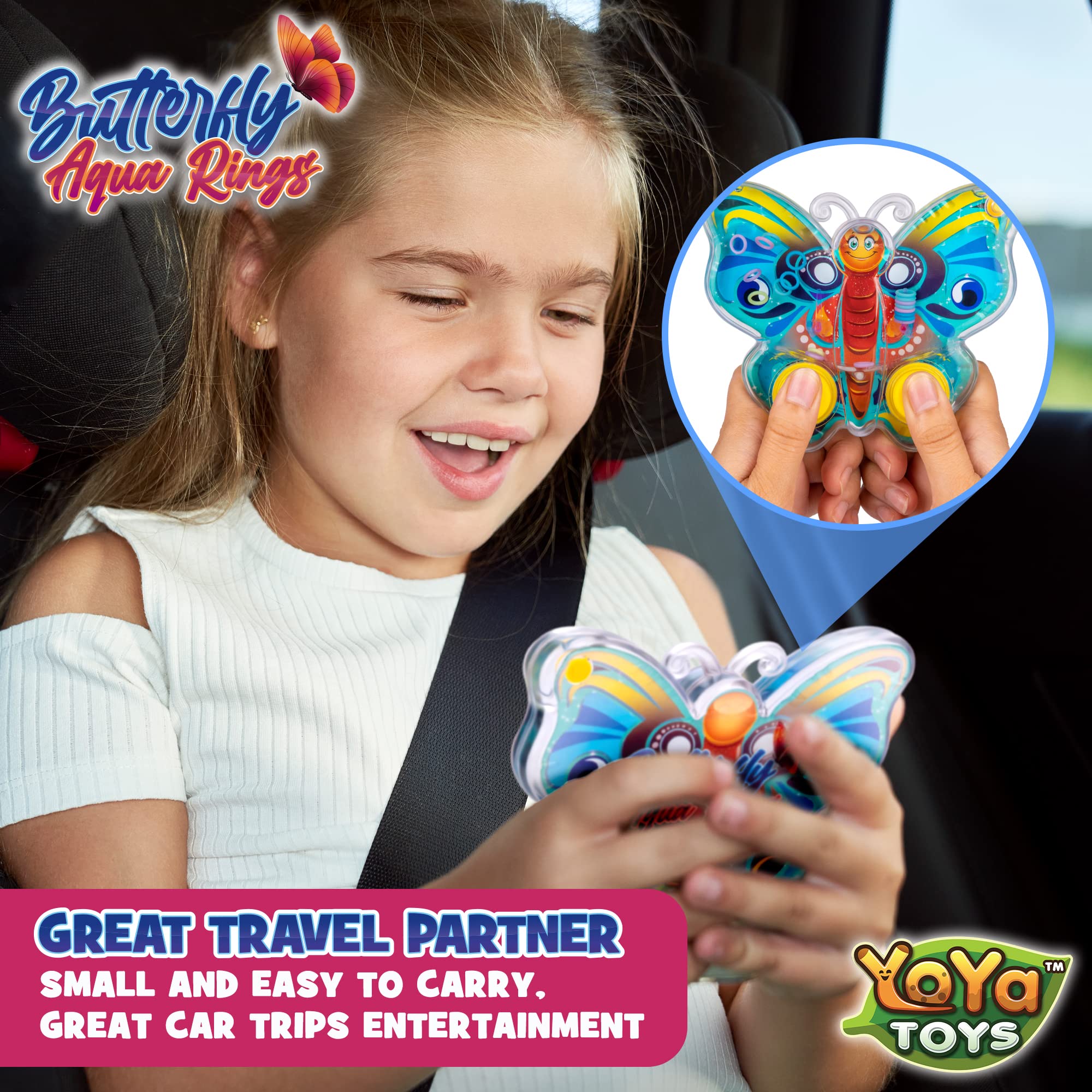 YoYa Toys Butterfly Ring Toss Handheld Game - Games for Kids Handheld with Colorful Butterfly Design, Classic-Style Retro Game, Portable & Travel-Friendly Handheld Games for Kids