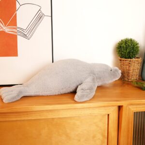 CSVBTRF Weighted Stuffed Animals, 2 lb, 23" Seal Plush Gift for Kids - Grey Hug Seal Plush Animals （Grey, 23"