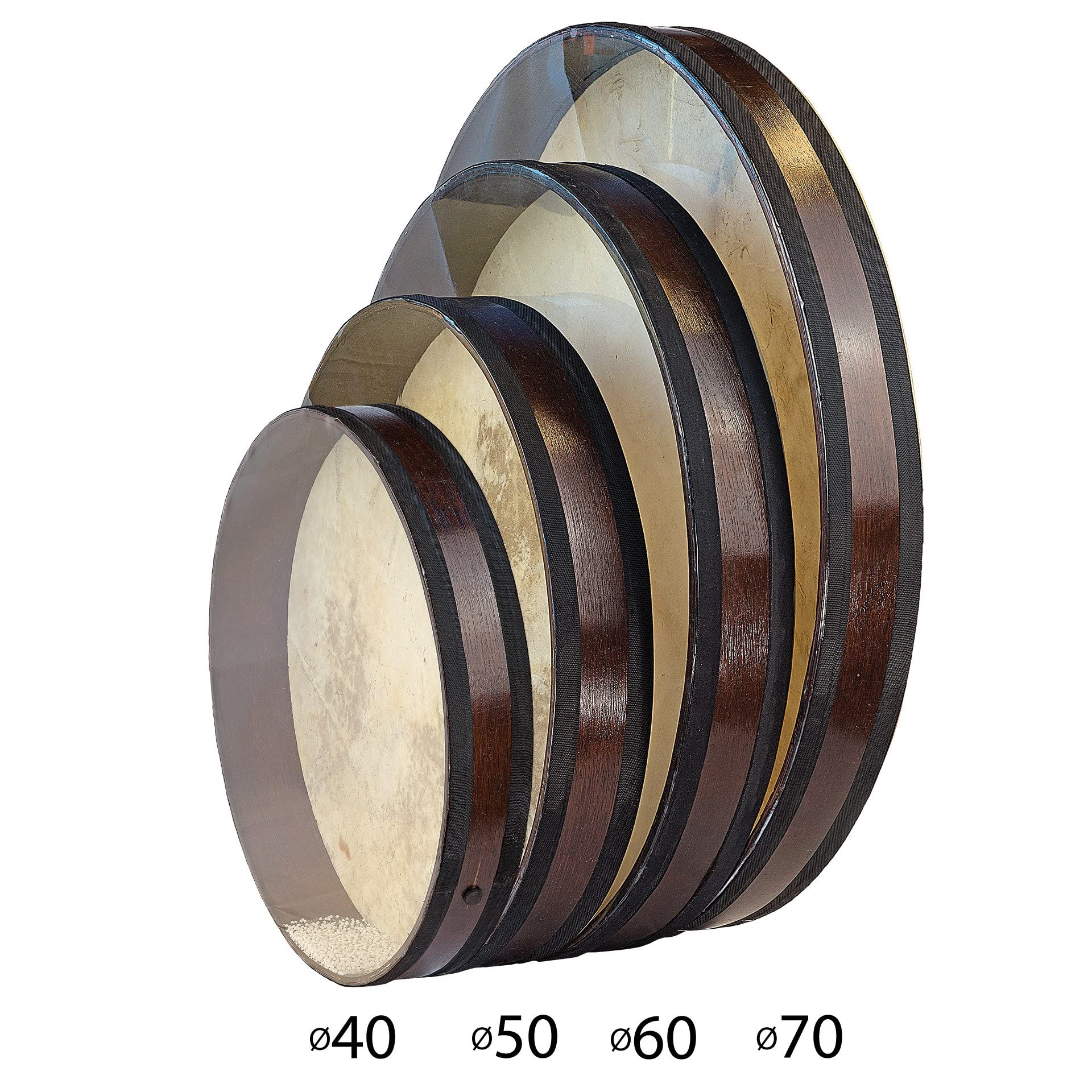 Natural Sounding Percussion Ocean Drum with Wave Beads and Hardwood Frame, Goat and Plexy-Skin 16" 20" 24" 28 inch (12 inches)