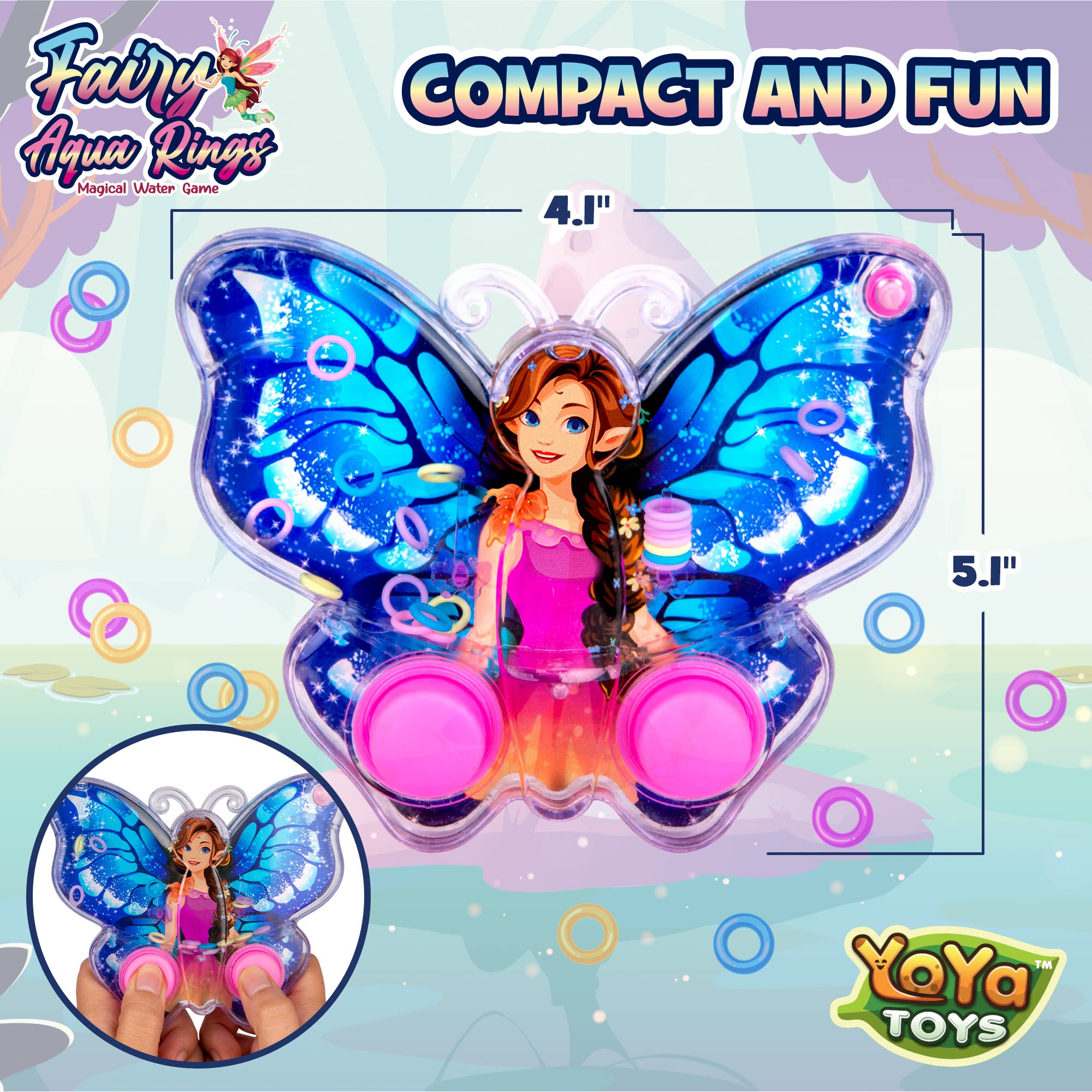 YoYa Toys Fairy Butterfly Ring Toss Handheld Game - Games for Kids Handheld with Cute Pixie Design, Classic-Style Retro Game, Portable & Travel-Friendly Handheld Games for Kids