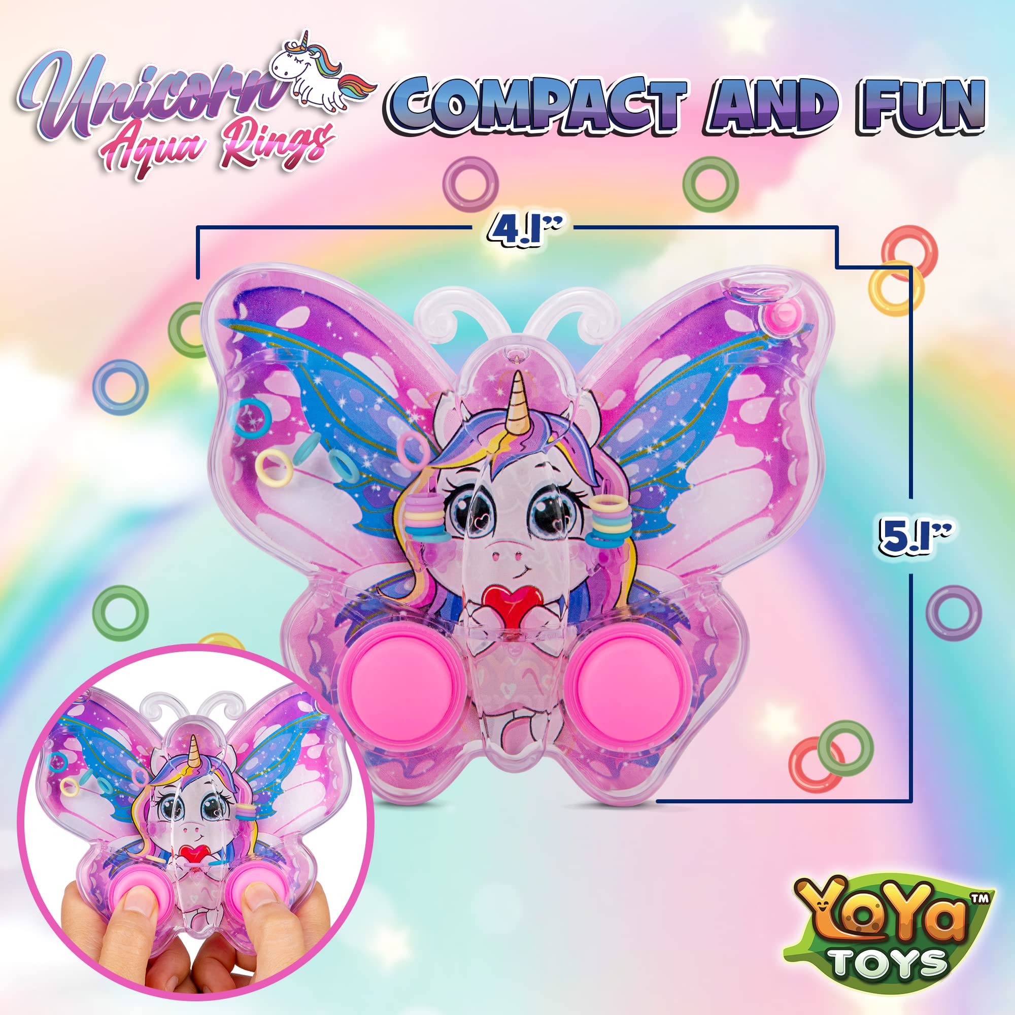 YoYa Toys Unicorn Butterfly Ring Toss Handheld Game - Games for Kids Handheld with Cute Unicorn Design, Classic-Style Retro Game, Portable & Travel-Friendly Handheld Games for Kids