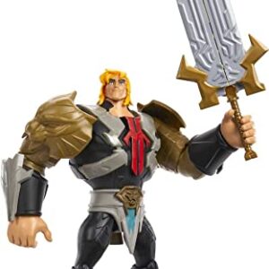 Masters of the Universe and He-Man Figure Deluxe Large He-Man with Sword, MOTU Collectible Toy with Attack Move and Accessories, Netflix Series