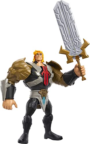 Masters of the Universe and He-Man Figure Deluxe Large He-Man with Sword, MOTU Collectible Toy with Attack Move and Accessories, Netflix Series