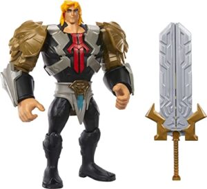 masters of the universe and he-man figure deluxe large he-man with sword, motu collectible toy with attack move and accessories, netflix series