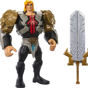 Masters of the Universe and He-Man Figure Deluxe Large He-Man with Sword, MOTU Collectible Toy with Attack Move and Accessories, Netflix Series