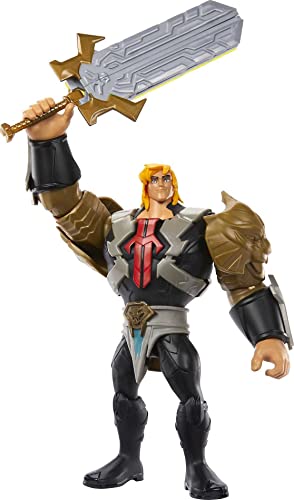 Masters of the Universe and He-Man Figure Deluxe Large He-Man with Sword, MOTU Collectible Toy with Attack Move and Accessories, Netflix Series