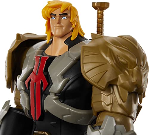 Masters of the Universe and He-Man Figure Deluxe Large He-Man with Sword, MOTU Collectible Toy with Attack Move and Accessories, Netflix Series