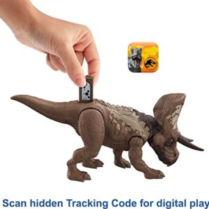 Mattel Jurassic World Strike Attack Zuniceratops Dinosaur Action Figure Toy with Attack Feature & Movable Joints