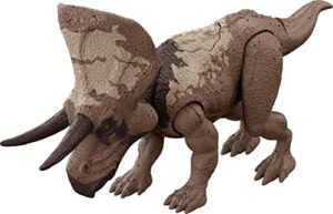 mattel jurassic world strike attack zuniceratops dinosaur action figure toy with attack feature & movable joints