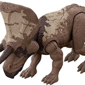 Mattel Jurassic World Strike Attack Zuniceratops Dinosaur Action Figure Toy with Attack Feature & Movable Joints