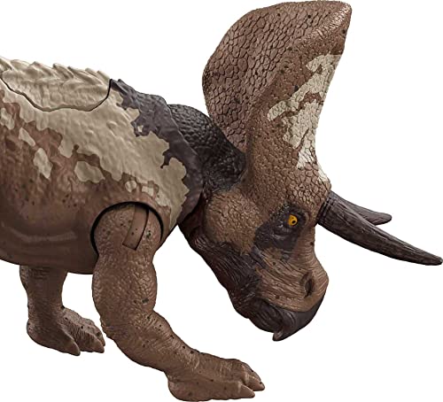 Mattel Jurassic World Strike Attack Zuniceratops Dinosaur Action Figure Toy with Attack Feature & Movable Joints